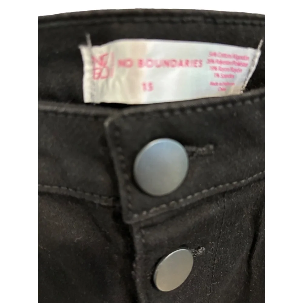 No Boundaries Black Hi Rise Skinny Button Fly Stretch Denim Jeans Jrs. 15 NWT - Picture 4 of 5